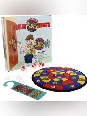 Toilet Potty Darts Game - Poop Turd Target Dartboard - Funny Gag Joke Gift Toy